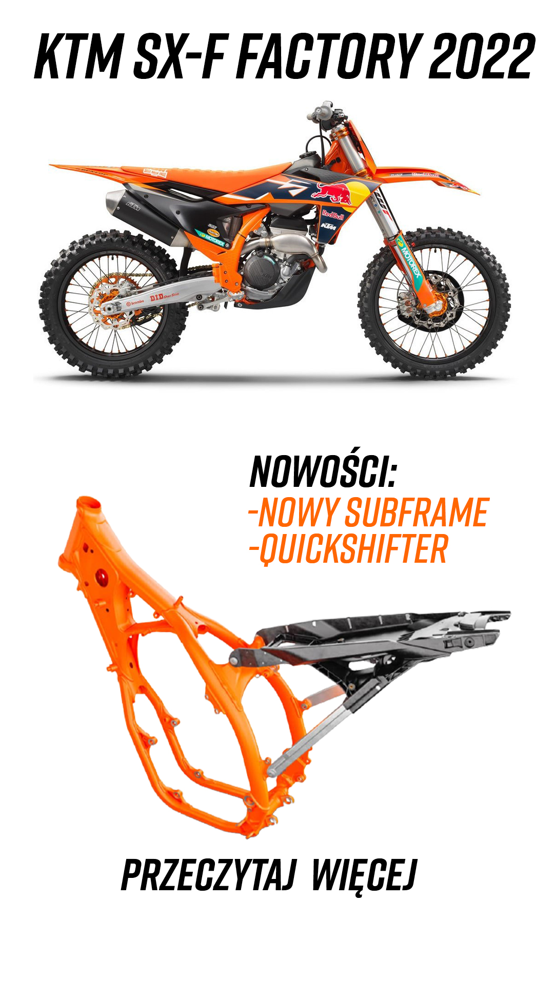 Pierwsze Spojrzenie! Nowy KTM SX-F 2022  Factory z plastikowym subframe!