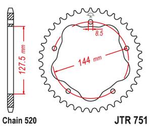 JT Rear Sprocket Steel [38 teeth] DUCATI 950 HYPERMOTARD 19-20 / 800 MONSTER 05-07 / 748 BIPOSTO 95-03 /