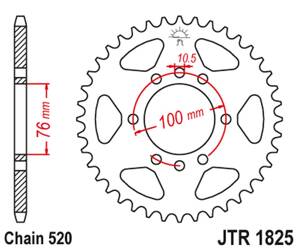 JT Rear Sprocket Steel [38 teeth] SUZUKI VL 250 INTRUDER LC 00-04; LT 250/300 86-89; GN 400 80-82; LT 500 88-92 / DR 500 81-83 / DR 750 88