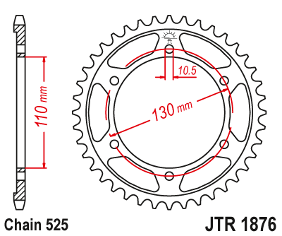 JT Rear Sprocket Steel [42 teeth] YAMAHA YZF-R7 22-23 / MT-10 22-23