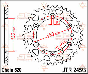 JT Rear Sprocket Steel [43 teeth] HONDA XL600/XL500/NX650/XR600/FX650