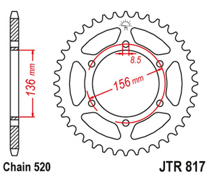 JT Rear Sprocket Steel [46 teeth] DERBI 659 MULHACEN 07-12 / SUZUKI RGV/TV 250 89-90