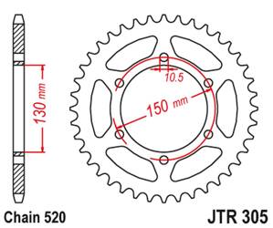 JT Rear Sprocket Steel [46 teeth] HONDA NX 650 95-01 / YAMAHA XJ 6 09-15 color black