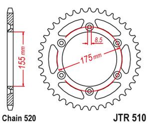 JT Rear Sprocket Steel [46 teeth] HUSQVARNA 125/250 WRK 88-89 / CAGIVA 125/250 WMX 85-88