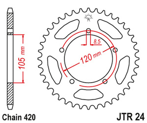 JT Rear Sprocket Steel [55 teeth] APRILIA 50RX 98-05 / 50SM 03-06