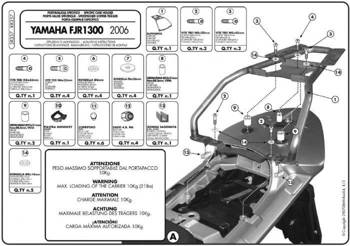 KAPPA center trunk rack YAMAHA FJR 1300 (06-12) with mounting plate