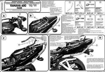 KAPPA central trunk rack YAMAHA FZS 600 FAZER (98-03)