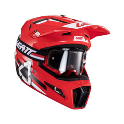 LEATT Cross Helmet + Goggles Moto 3.5 V24 + Goggles Velocity 4.5 red, black, white Collection 2024