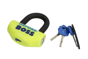 OXFORD BRAKE DISC LOCK BOSS WITH REMINDER AND MOUNT MANDREL 14MM, YELLOW COLOR