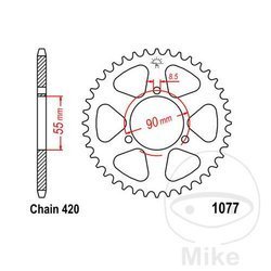 Rear sprocket, steel JT JTR1077.47 number of teeth 47Z