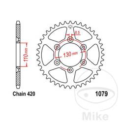 Rear sprocket, steel JT JTR1079.62 number of teeth 62Z