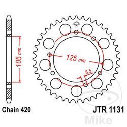 Rear sprocket, steel JT JTR1131.65 number of teeth 65Z