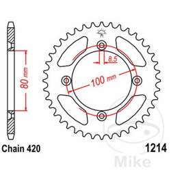 Rear sprocket, steel JT JTR1214.38 number of teeth 38Z