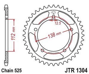 Rear sprocket, steel JT JTR1304.43 number of teeth 43Z