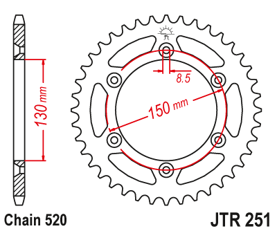 Rear sprocket, steel JT JTR251.49SC number of teeth 49Z