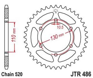 Rear sprocket, steel JT JTR486.38 number of teeth 38Z