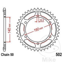 Rear sprocket, steel JT JTR502.46 number of teeth 46Z