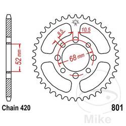 Rear sprocket, steel JT JTR801.43 number of teeth 43Z