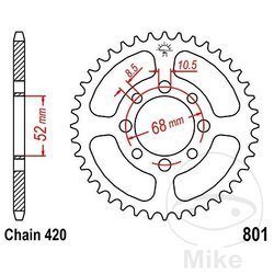 Rear sprocket, steel JT JTR801.51 number of teeth 51Z