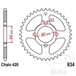 Rear sprocket, steel JT JTR834.36 number of teeth 36Z