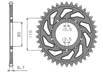 Steel Rear Sprocket HONDA CB 750F 80-82 [46]