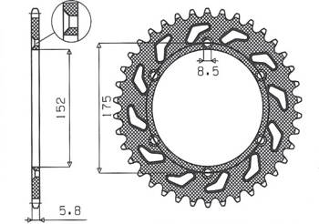 Steel Rear Sprocket YAMAHA TT600R 98-03 / TT600S 93-95 / YFZ 350 BANSHEE 89-06 [43]