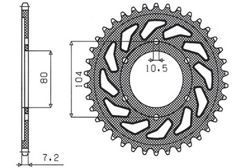 SUNSTAR Zębatka tylna stalowa KAWASAKI ZX750R / NINJA / KLZ VERSYS 12- [43]
