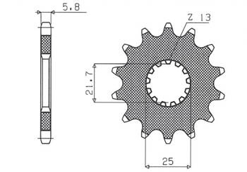 SUNSTAR Zębatka przednia stalowa / 2141 13 KAWASAKI KXF 450 06- / YAMAHA YZF/WRF 400/426/450 YFZ 450 04-13 [13]