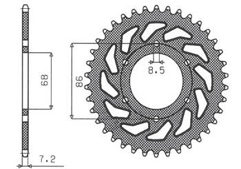 SUNSTAR Zębatka tylna stalowa KAWASAKI BN 125 ELIMINATOR 98-09  [46]