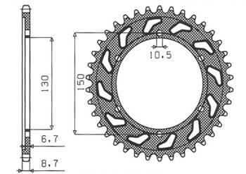 SUNSTAR Zębatka tylna stalowa YAMAHA XJR1300 02-03 / FJ1200 91-96 [39]
