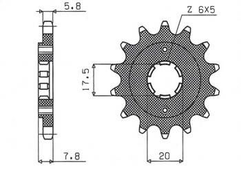 SUNSTAR Zębatka przednia stalowa HONDA XL 125 V 01-13 / VT 125C 99-07 / NSR125 93-02 [14]