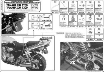 KAPPA stelaż kufra centralnego YAMAHA XJR 1200 (95-98), XJR 1300 (98-02)