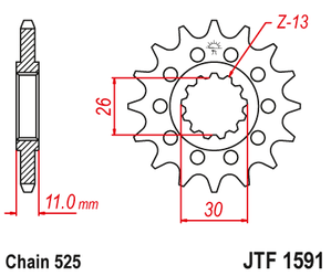 JT Zębatka przednia [15 zębów] YAMAHA FZ8 10-15 / MT 09 14-17 / MT 07 14-17 TDM 900 02-13 TENERE 700 19- z tłumikiem drgań