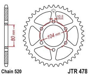 Zębatka tylna stalowa JT JTR478.42 ilość zębów 42Z