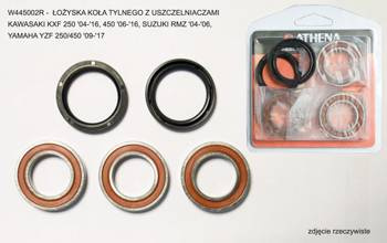 Athena Łożyska koła tylnego + uszczelniacze Kawasaki KXF 250 '04-'16, 450 '06-'16, Suzuki RMZ '04-'06, Yamaha YZF 250/450 '09-'17