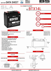 Akumulator BS BTX14L Zamiennik YTX14L-BS 12AH 200A