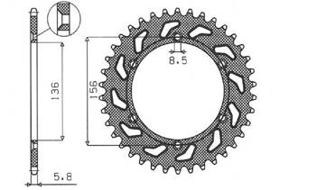 SUNSTAR Zębatka tylna stalowa HUSQVARNA SM 610 08-09 / SUZUKI DR350 90-03 / RGV 250 91-96 [50]