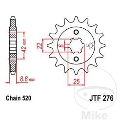 Zębatka przednia JT JTF276.16 (16Z)