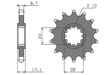 SUNSTAR Zębatka przednia stalowa HONDA CBR 600F 87-98 [15]