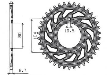 SUNSTAR Zębatka tylna stalowa KAWASAKI ZX9R 94-97 / ZZR1200 02-05  [44]