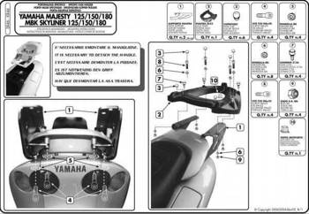 KAPPA stelaż kufra centralnego YAMAHA MAJESTY 125/150/180 (01-11)