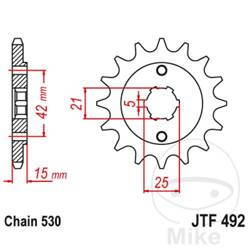 Zębatka przednia JT JTF492.15 (15Z)