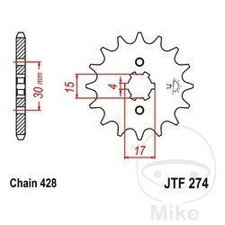 Zębatka przednia JT JTF274.15 (15Z)