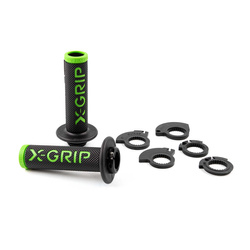 X-GRIP Manetki (gripy) Braaaap Grips Lock-On-Grip (z adapterami rolgazu) Green Open End (z otworem) X-GRIP, Kolor zielony