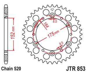 JT Zębatka tylna aluminiowa [50 zębów] YAMAHA YZ/YZF 88-98 kolor czarny