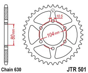 JT Zębatka tylna stalowa [33 zębów] KAWASAKI Z 750 80-82 / GPZ 750 82-87; Z 1000/1100 81-86 / GPZ 1100 81-85