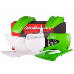 Komplet plastików Kawasaki KX 85 '01-'13 / KX 100 '01-'13 Polisport zielono,biały