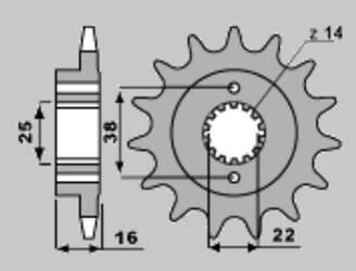 SUNSTAR Zębatka przednia stalowa DUCATI MONSTER 797 17-18 / SCRAMBLER 800 17-18 / SUPERSPORT 939 17-18 [14]