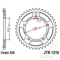 Zębatka tylna stalowa JT JTR1316.41 ilość zębów 41Z