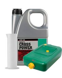 Zestaw pojemnik na olej + miarka + MOTOREX Cross Power Olej 4T 10W60 Synthetic 4L